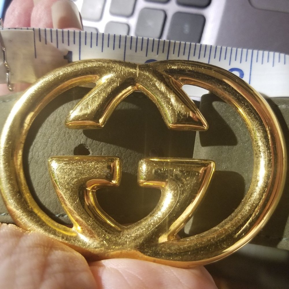 Authentic  Gucci belt Olive Nubuck and leather